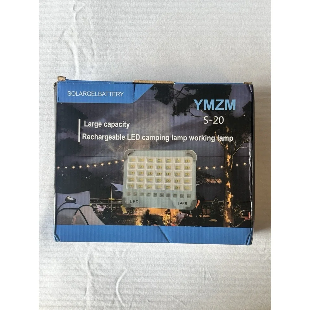 YMZM S-20 Solar Rechargeable LED Worklight, IP66 Waterproof, Blue